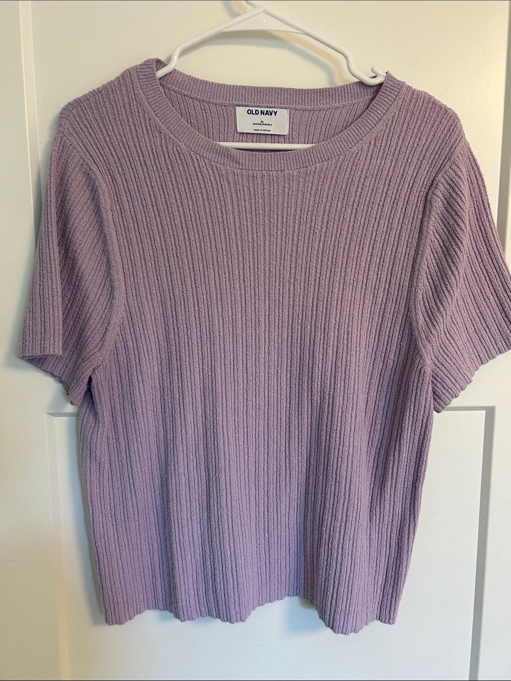 Old Navy Lavender Ribbed Short-Sleeve Knit Top